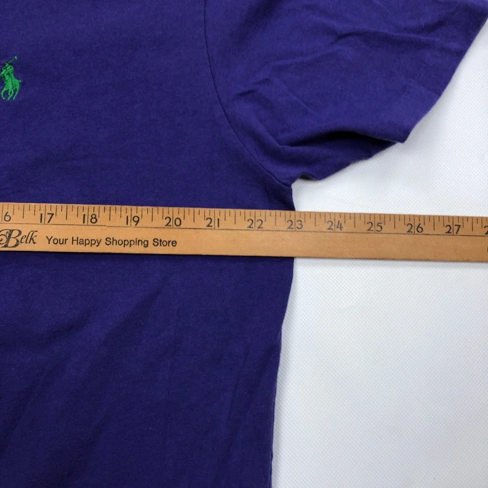 Polo Ralph Lauren T-Shirt Mens Large Purple Green Pony Vintage Cotton Tee L